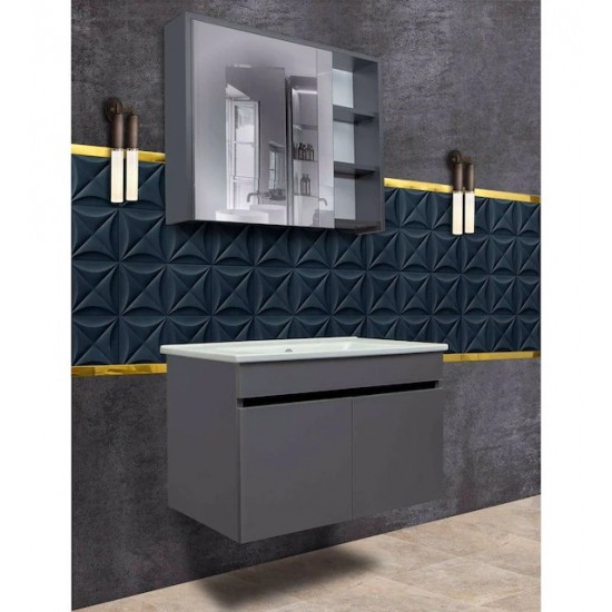 Mayer Galata Banyo Dolabı Takımı - 75 cm (Antrasit)