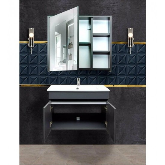 Mayer Galata Banyo Dolabı Takımı - 75 cm (Antrasit)