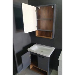 Mayer Karanfil Antrasit Banyo Dolabı + Ayna + Lavabo