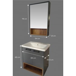 Mayer Karanfil Antrasit Banyo Dolabı + Ayna + Lavabo