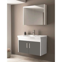 Mayer Ece Banyo Dolabı Seti - Yeni Antrasit Beyaz (91 cm)
