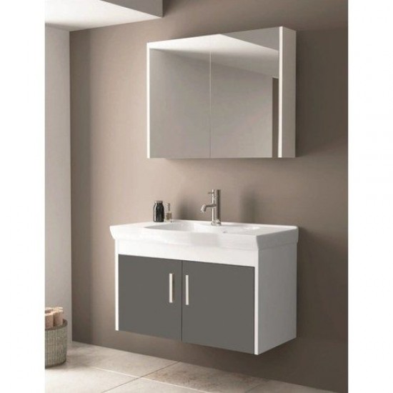 Mayer Ece Banyo Dolabı Seti - Yeni Antrasit Beyaz (91 cm)